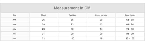 Size Chart at Teeny Bumps